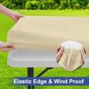 homing Rectangle Table Cloth Cover, Waterproof Polyester Elastic Fitted Tablecloth, Fits for 6 Foot Folding Tables, Washable Table Protector for Picnic, Camping, Outdoor (Champagne, 36" x 72")