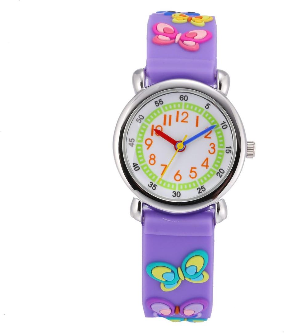 Jewtme Kids Time Teacher Watches 3D Cute Cartoon Silicone Children Toddler Butterfly Wrist Watches for Ages 3-10 Boys Girls Little Child