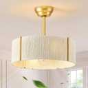 20'' Gold Boho Rattan Fandelier Ceiling Fan with Light and Remote Control, Medium