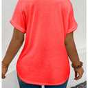 SOLY HUX Women's Plus Size V Neck Short Sleeve T-Shirts Basic Tees Casual Summer Tops Solid Orange X-Large Plus (Red, XL)