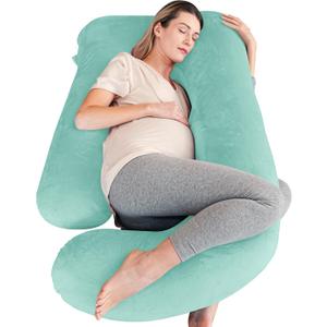 Cute Castle Pregnancy Pillows, Soft U-Shape Maternity Pillow with Removable Cover - Full Body Pillows for Adults Sleeping - Pregnancy Must Haves - Jumbo 57 Inch - Turquoise