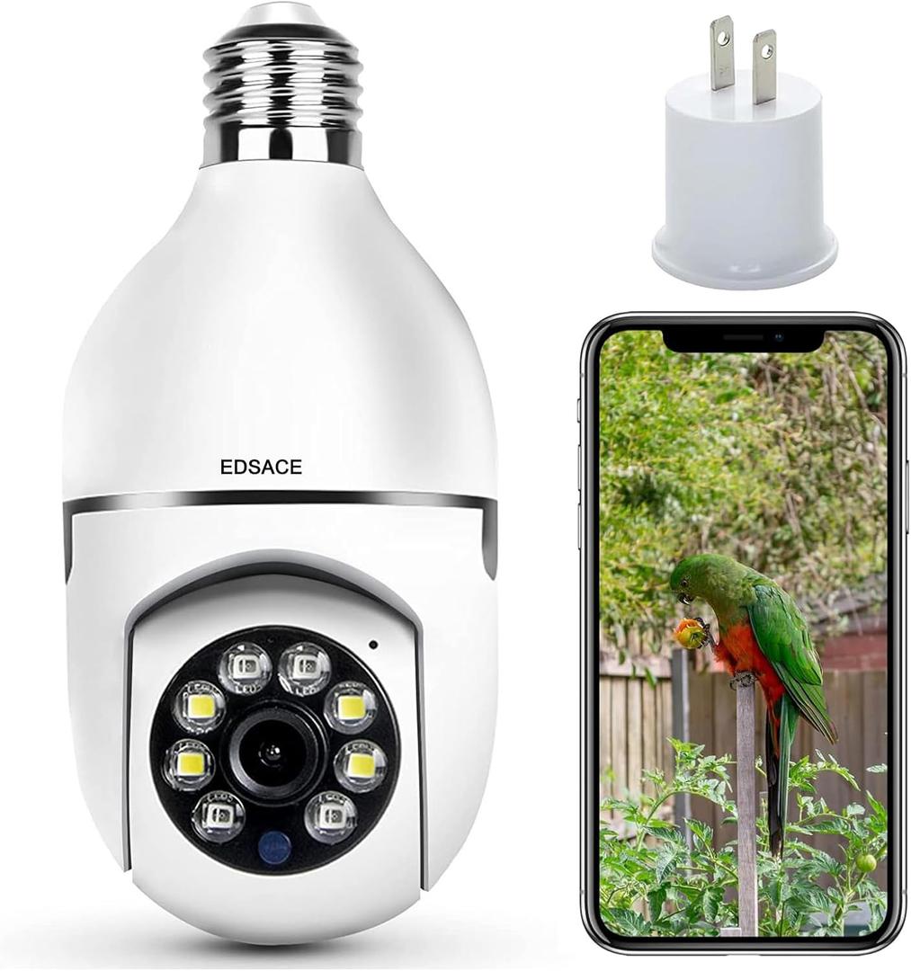 Light Bulb Security Camera, WiFi 5G 2.4GHz WiFi E27 360 Degree Light Socket Camera, Wireless with Motion Tracking Alarm, Color Night Vision, Two-Way Audio