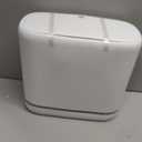 2.3 Gallon Slim Small Bathroom Trash Can with Lid, White Dog Proof Garbage Can with Air-Press Bag Expander & Removable Bucket, Narrow Bathroom Waste Basket for Bedroom, Office, Dorm