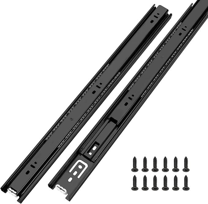 LONTAN Full Extension Ball Bearing Drawer Slides 8 10 12 14 16 18 20 22 24 Inch Heavy Duty Side Mount File Cabinet Rails Dresser Runner Kitchen Cabinet Drawer Glides,22 Inch,10 Pairs,Black