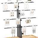 HULISEN Earring Display for Vendors, Adjustable Height Earring Display Stands for Selling, Jewelry Display for Earring Card, Earring Rack Display Holder with Tray, 30 Hooks, Carbonized Brown