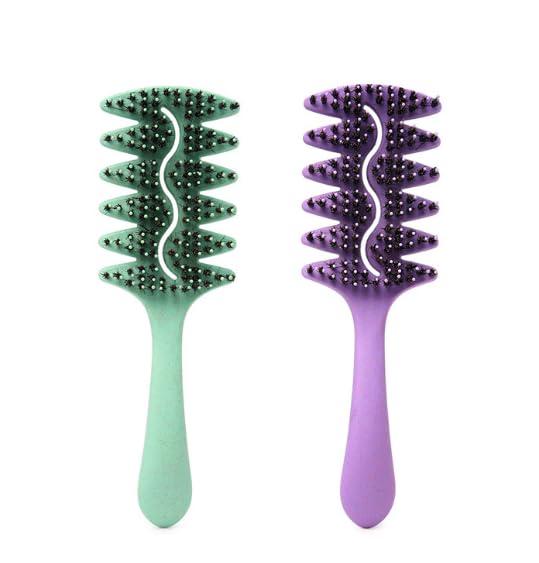 2PCS Defining Brush for Curly Hair Wet, Curly Hair Brush, Vented Curl-y Hair Brush Defining for Shaping and Definin-g Curl-y Hair, Rib Comb for Women & Men, Wet & Dry Use (Square)