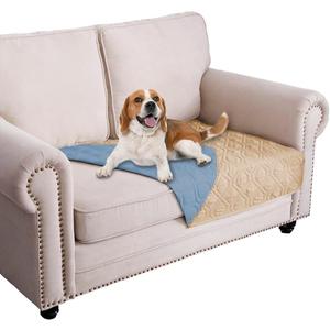 Ameritex Waterproof Dog Bed Cover Pet Blanket for Furniture Bed Couch Sofa Reversible (30x53 Inch (Pack of 1), Sand+stoneblue)
