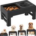 2-in-1 Elevated Slow Feeder Dog Bowls, 4 Height Adjustable Raised Dog Bowls Stand with No Spill Water Bowl, Non-Skid Pet Food Feeding Set for Small, Medium, Large Dogs Cats