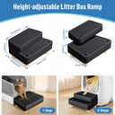 Extra Large 2 Steps Cat Litter Box Step Ramp, Cat Litter Catcher Mat with Wooden Feet, Filter Function, Cat's Pedal Stool for Self-Cleaning Litter, Suitable Kitten & Elderly Cats (Black)