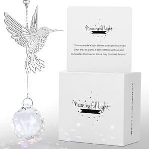 Modern Memorial Gifts - Bereavement Gift Ideas, Unique Sympathy Gifts for Loss of Loved One,40mm Crystal Ball Suncatcher, Rainbow Bereavement Grief Gifts, Funeral Gifts for Loss of Mom Dad Husband Son (Hummingbird)