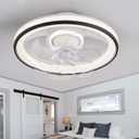 Enclosed Ceiling Fans with Lights,Flush Mount Modern Ceiling Fan and Remote Control,18.89 in Fandelier Ceiling Fan with Light,3000K-6500K Dimmable LED Fan Light-016