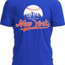 Baseball Shirt Fan Cityscape T-Shirt with Urban Skyline Graphic (Blue)