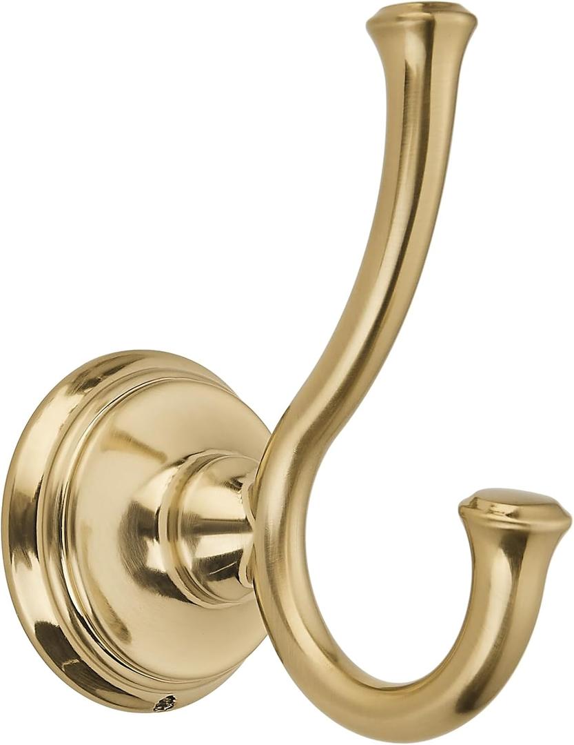 TUNNY Towel Hook Bathroom-2 Pack Champagne Gold Brushed Double Robe/Towel Hook Wall Mounted Hook for Bathroom Bedroom Kitchen