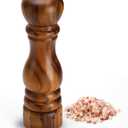 Wooden Salt Grinder, Manual Salt Mill with External Adjustable Coarseness, Refillable Salt Shaker with Acacia Wood Body, 9 Tall