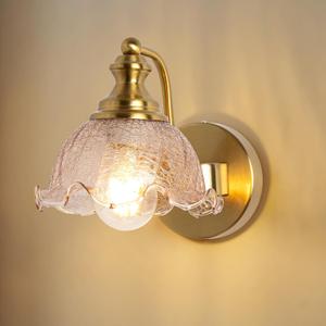 Vintage Wall Sconce, Gold Bathroom Vanity Light Fixtures with Amber, Glass Shade Brass Sconce Wall Lamps for Living Room Bedroom Bathroom Mirror Hallway Stairway
