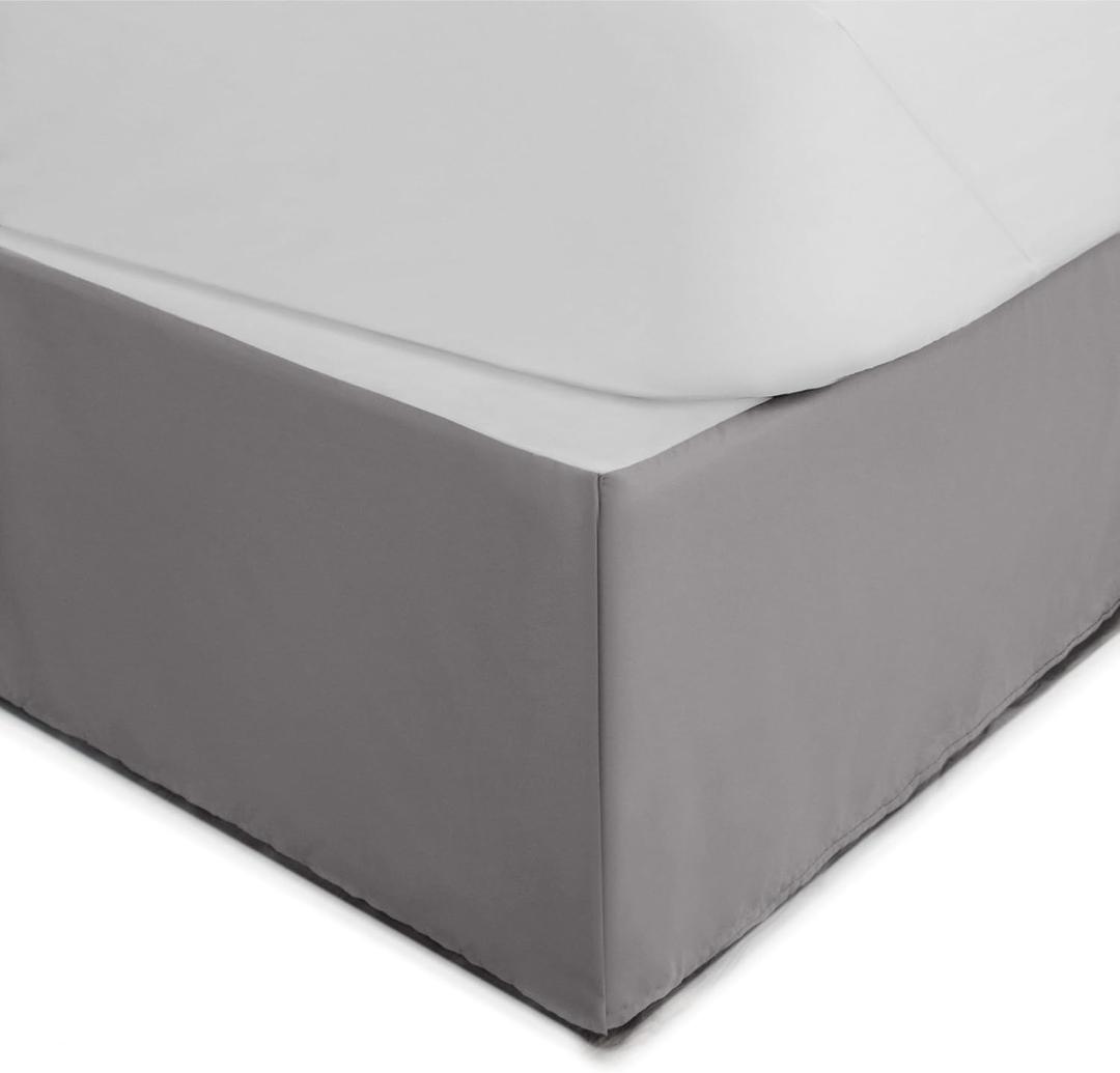 Martex Queen Size 21 Bed Skirt | Pleated Bed Skirt | Easy Fit Bed Skirts | Microfiber Bed Skirt | 21 Inch Drop | Hotel Quality Bedskirt | Gray (Grey)