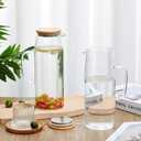 Hsei 2 Sets Glass Pitcher with Lid, 67.6 oz / 2000 ml Water Carafe with Handles Hot Cold Beverage Water Jar Glass Jug for Tea Juice Milk Coffee Iced Beverage(2l)
