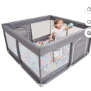 PandaEar Large Playpen for Toddlers, Sturdy Baby Play Yards with Soft Breathable Mesh, Indoor & Outdoor Kids Activity for Infant Safety (50"×50")-Grey