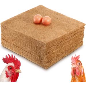 Aoriher 24 Pack Pack Natural Hemp Chicken Nesting Pads Reusable Hens Nest Bedding Mats Chicken Nesting Box Liners for Hen Laying Eggs, Coop Pet Garden Lawn Indoor Outdoor, 11.8 x 11.8 Inches