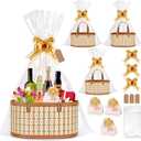 Dreamtop 3 Set Baskets for Gifts Empty, Woven Bamboo Gift Basket Empty Large with Handles, Sturdy Gift Basket Kit Empty to Fill for Christmas Birthday Baby Shower Wedding Gift (Yellow)