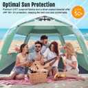 WhiteFang Deluxe Pop Up Beach Tent Sun Shade Shelter for 5-6 Person, UV Protection, Extendable Floor with 3 Ventilating Windows Plus Carrying Bag, Stakes, and Guy Lines