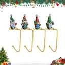 2 x 4 Pack Christmas Stocking Holders,Gnome Metal Stockings Hangers Multiple Uses Hanging Hooks Stocking Holders Bases for Fireplace Xmas Christmas Decor