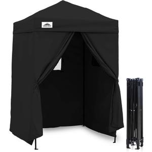 EAGLE PEAK Flex Ultra Compact 5x5 Pop-up Canopy, Sun Shelter, Changing Room, Portable Privacy Canopy Cabana for Pool, Fashion Photoshoots, or Camping, Black