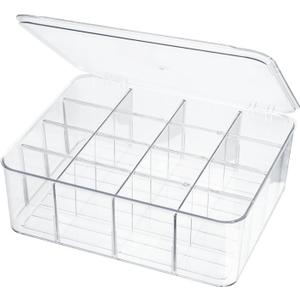 Socks Underwear Drawer Organzier Dividers, 16 Compartment Removable Divided Plastic Storage Bin with Lid, Storage Organizer for Scarves Ties Bras, Clear Dresser Drawer Organizers (Large-16 Grids)