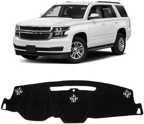 KUST Car Dash Cover for Chevy Tahoe/Suburban 2015-2019 2020 (LS, LT, LTZ), GMC Yukon/Yukon XL (SLE, SLT, Denali) Polyester Non-Slip Center Console Dash Cover Interior Accessories for Tahoe Black