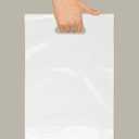 Purple Q Crafts Plastic Bag With Die Cut Handle 9" x 12" White Merchandise Bags 100 Pack for Retail, Gifts and Shows
