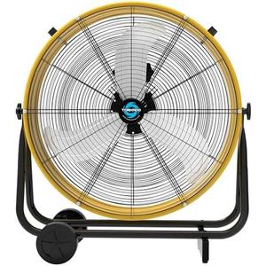 Tornado - 24 Inch High Velocity Heavy Duty Tilt Metal Drum Fan Yellow Commercial, Industrial Use 3 Speed 7700 CFM 1/3 HP 8 FT Cord ETL Safety Listed (YELLOW)