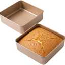 Square Baking Pan, 2 Pack Square Cake Pan Cake Baking Pans Nonstick Square Brownie Pans For Bread, Brownie, Cake, Lasagna (7.1 x 7.1 x 3 inches)
