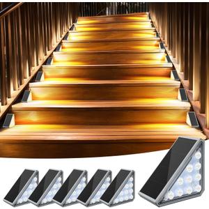 5 Pack Solar Stair Lights Outdoor Step Lights with Waterproof IP67 LED Solar Light for Outside Light Decor for Stair, Deck, Front Step, Front Porch, Patio, Garden and Backyard (Gray)
