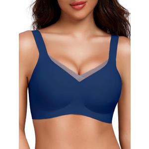 Gailife Crossover Bras for Women No Underwire Wireless Bralettes Seamless Supportive T Shirt Everyday Bras (X-Large, Navy)