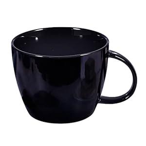 fMSDD Large Coffee Cup, Ceramic Black Coffee Mug, Wide Mouth Tea Cup Soup Bowl with Handle