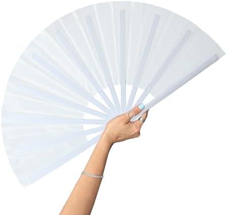 13inch Large Rave Fan Popping Fan Clacking Fans for Line Dancing,Hand Fans for Women Foldable,Boots on The Ground Fan,Portable for Outdoor,Wedding,Party,Decoration (3 Pack) Violet & White