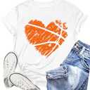 Baseball Shirt Women Funny Game Day T-Shirts Cute Baseball Heart Tee Tops (XX-Large)