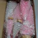 Leyndo 9 Pcs Pink Classic Artificial Mini Christmas Tree Sisal Bottle Brush Trees with Wood Base Christmas Pine Trees for Autumn Winter Holiday Home Kitchen Party Decor, Pink