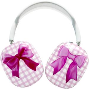 Pink Bow Case Compatible with Apple AirPods Max, Soft TPU Protective Cover, Cute Shockproof Anti-Scratch Case for Women