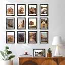 HappyHapi 4x6 Picture Frames Set of 10, Tabletop or Wall Display Pictures 3.5x5 with Mat or 4x6 Without, Multi Photo Frames Collage (Black)