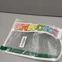 DYSHAYEN Chenille Letter Clear Zipper Pouch for Travel,Nylon Clear Cosmetic Bag,Makeup Travel Bag for Women Girls 11.8 Inches x 8.2 Inches (White-Snacks)