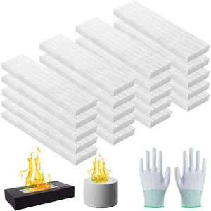 20 Pcs Ceramic Wool Wick for Tabletop Fire Pit, Carbon Felt Wick for Ethanol Fireplace Fuel Bioethanol Fuel to Extend Burning Time, Ceramic Fiber Insulation Wool Wick Sponge8" L2" W0.4" H