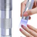 Handheld Nails Art UV Press Light, UV Lamp with French Nail Stamper Head Art Stamp Polish Print Quick Dry Lamp Small Glow Flashlights with 12 LED Lights, Portable Light Nail Dryer for Gel (Silver)