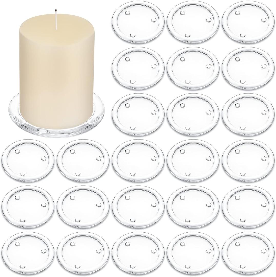Patelai 36 Pieces Clear Glass Pillar Candle Holder Plates 4 Inch Round Glass Candle Plate Small Flat Tray for Dining Table Centerpiece Wedding Spa Home Party Decoration