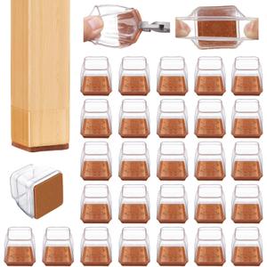 36 Pcs Square Chair Leg Floor Protectors, Felt Furniture Pads for Hardwood Floors, Chair Leg Protectors for Hardwood Floors, Floor Protectors for Chairs, No Scratches and Reduce Noise - Large Size