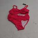 Womens High Waisted Bikini Set Tie Knot High Rise Two Piece Swimsuits Bathing Suits Watermelon Red
M