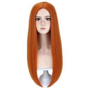 RightOn 22 Inches Orange Wig for Cosplay Long Straight Wigs Orange Straight Wig for Women Daily Party or Cosplay with Hairnet