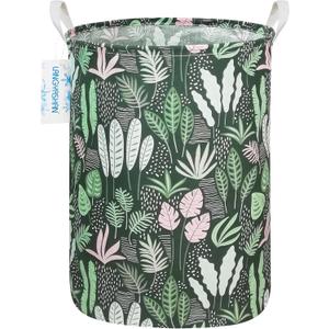 Laundry Basket Canvas Fabric Collapsible Organizer Basket for Storage Bin Toy Bins Gift Baskets Bedroom Clothes Children Nursery Hamper (Round Leaf)