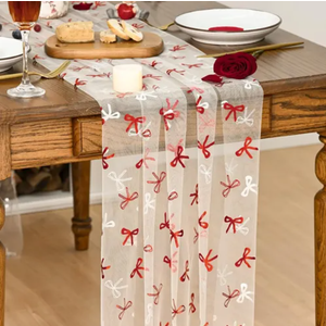 Artoid Mode Gauze Table Runner with Red Bows 30 X 115