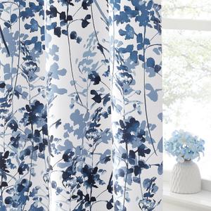 KGORGE Farmhouse Blackout Curtains - Sunlight/UV Ray Reduce Privacy Window Curtains & Draperies Watercolor Boho Pattern for Bedroom Living Room Art Gallery Salon Decor, Blue, W 52 x L 63, 2 Pcs